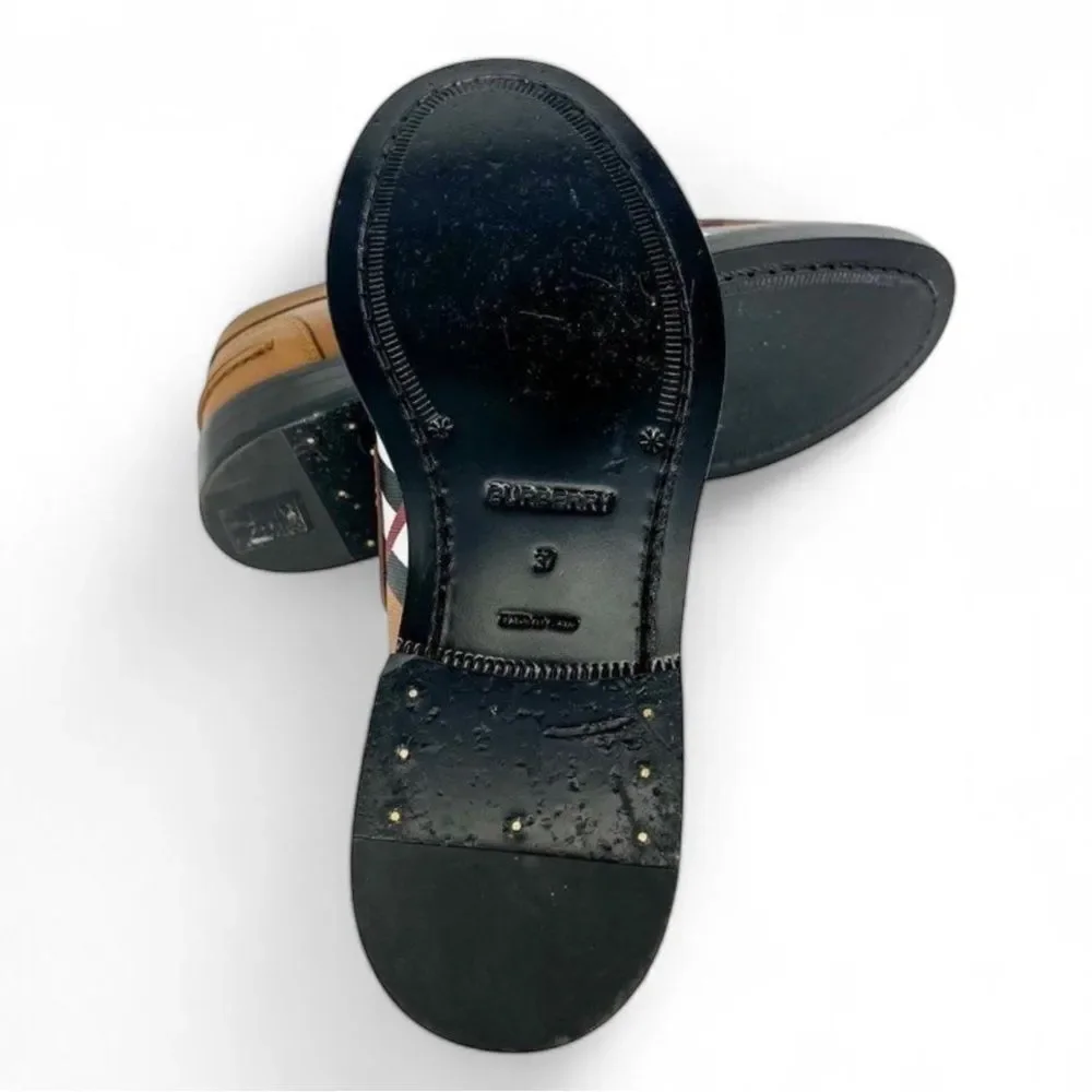 BURBERRY Women's Broadbrook Brown Nova Check Silver Hardware Loafers Siz… - Picture 13 of 14